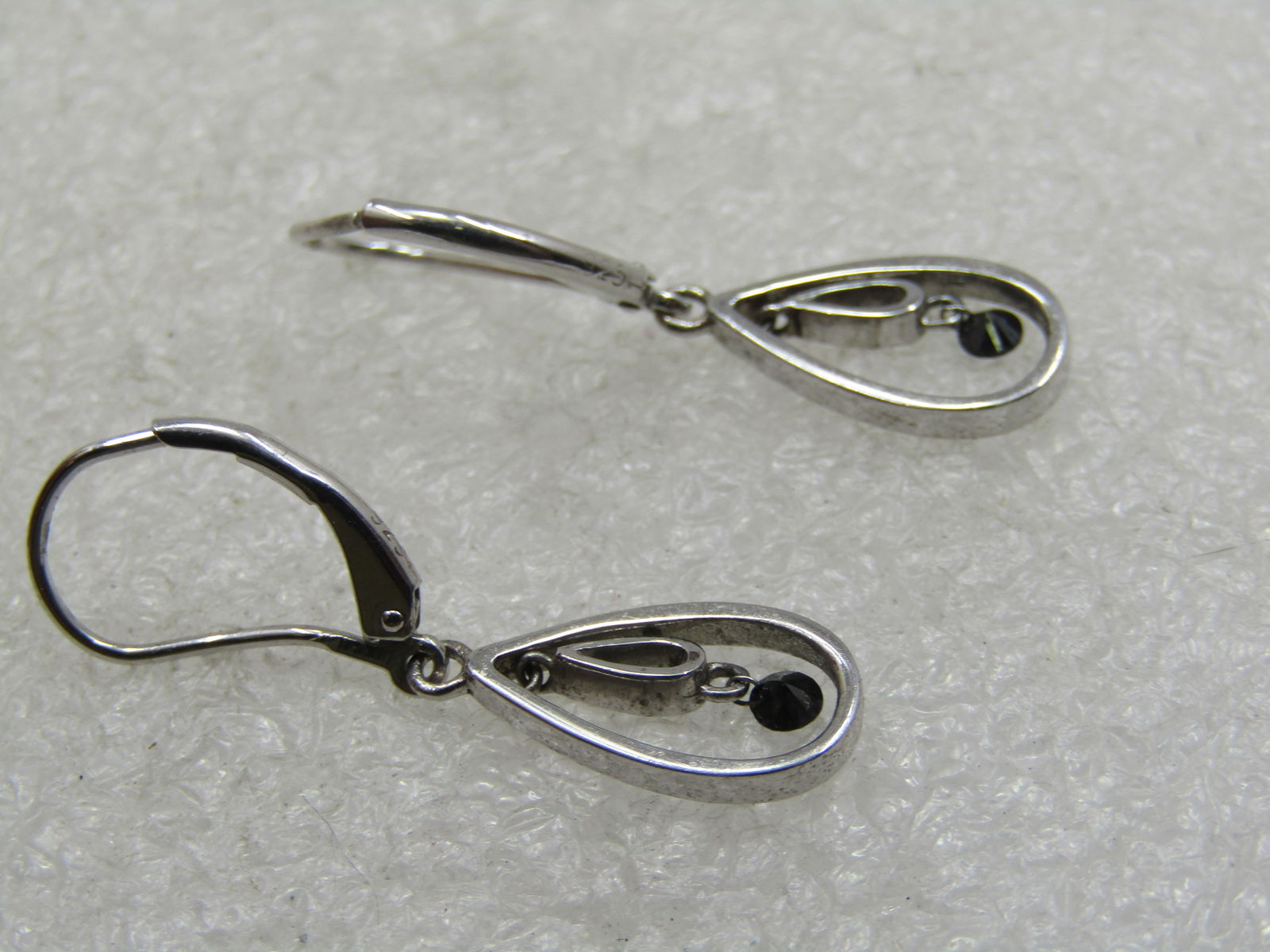 Vintage Stering Hoop with Drop Earrings, Pierced Leverback - 4