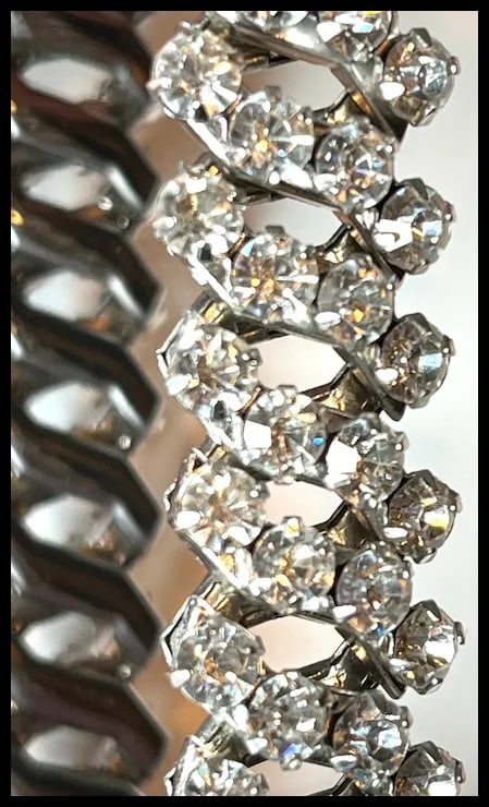 Vintage Mid- Century Crystal Expandable Oversized Statement Bracelet - 6