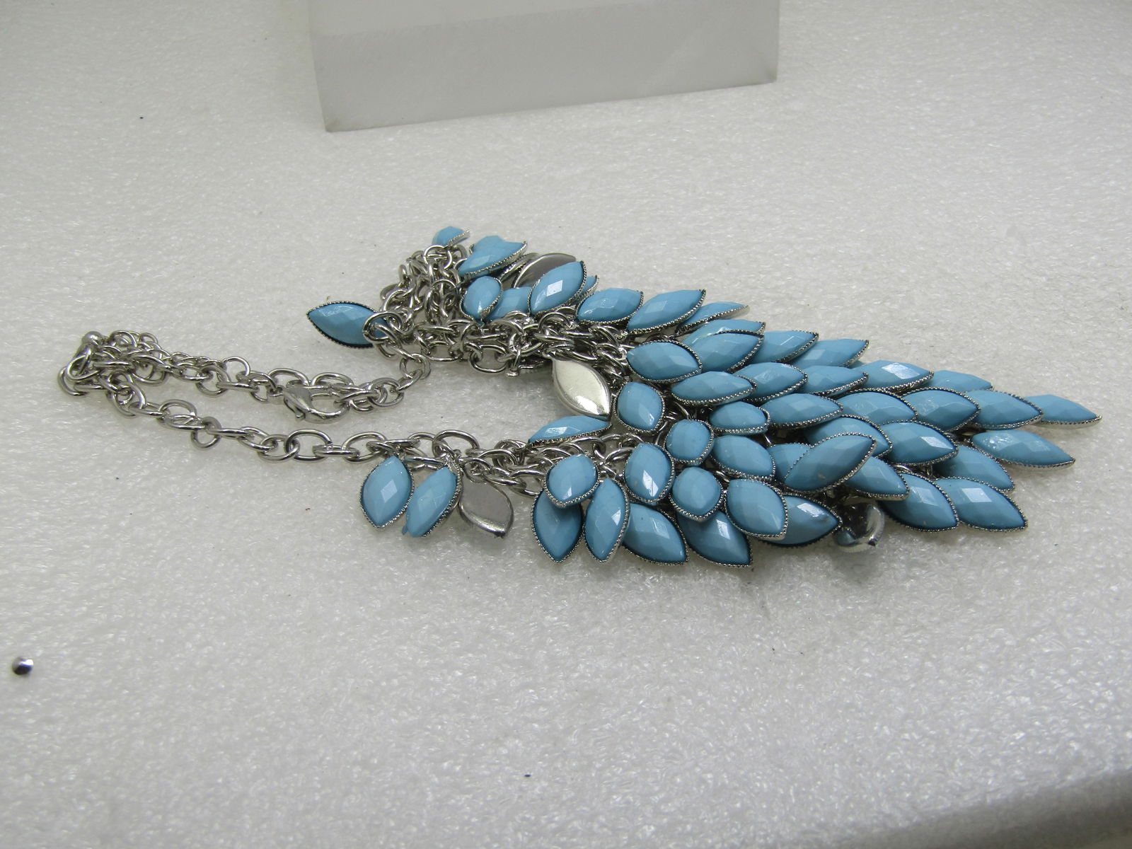 Faux Turquoise Bib Necklace, Marquise, 19", Mod Southwestern Vibe - 5