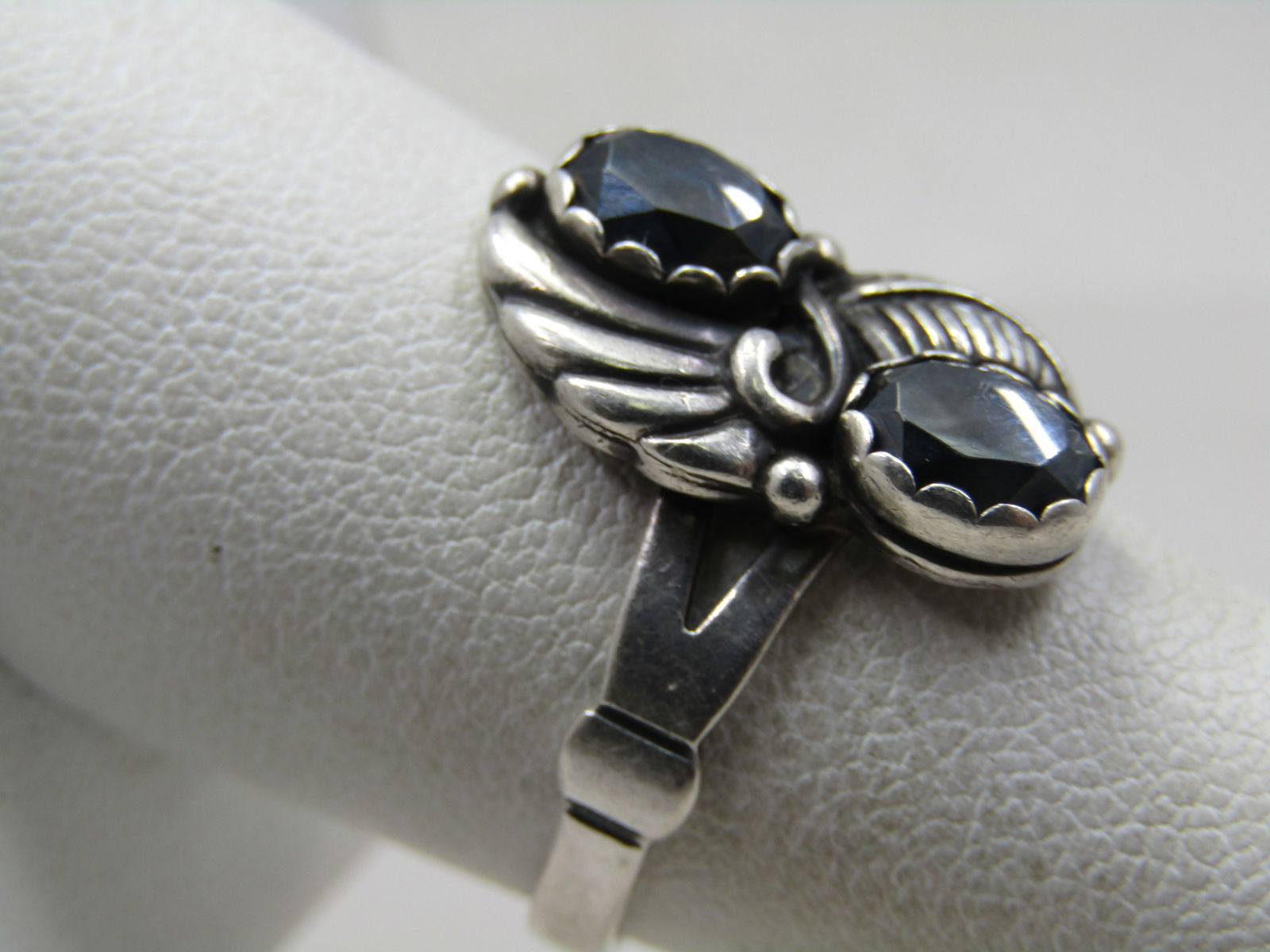 Vintage Sterling Southwestern Hematite Ring, Sz. 8, Signed WM - 3