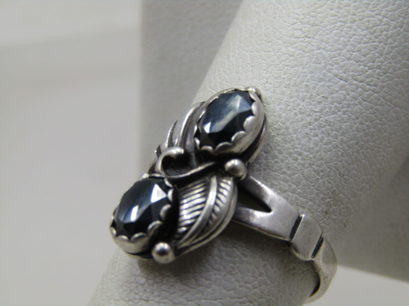 Vintage Sterling Southwestern Hematite Ring, Sz. 8, Signed WM - 4