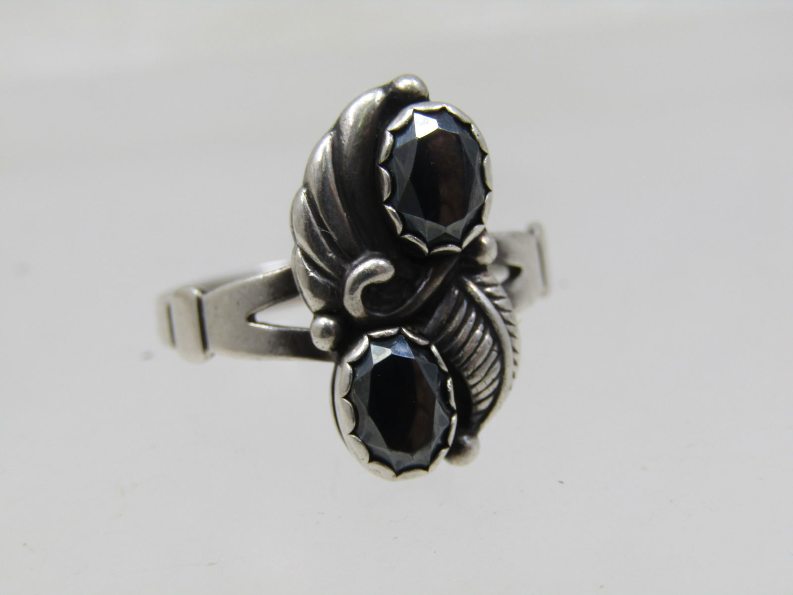 Vintage Sterling Southwestern Hematite Ring, Sz. 8, Signed WM - 5