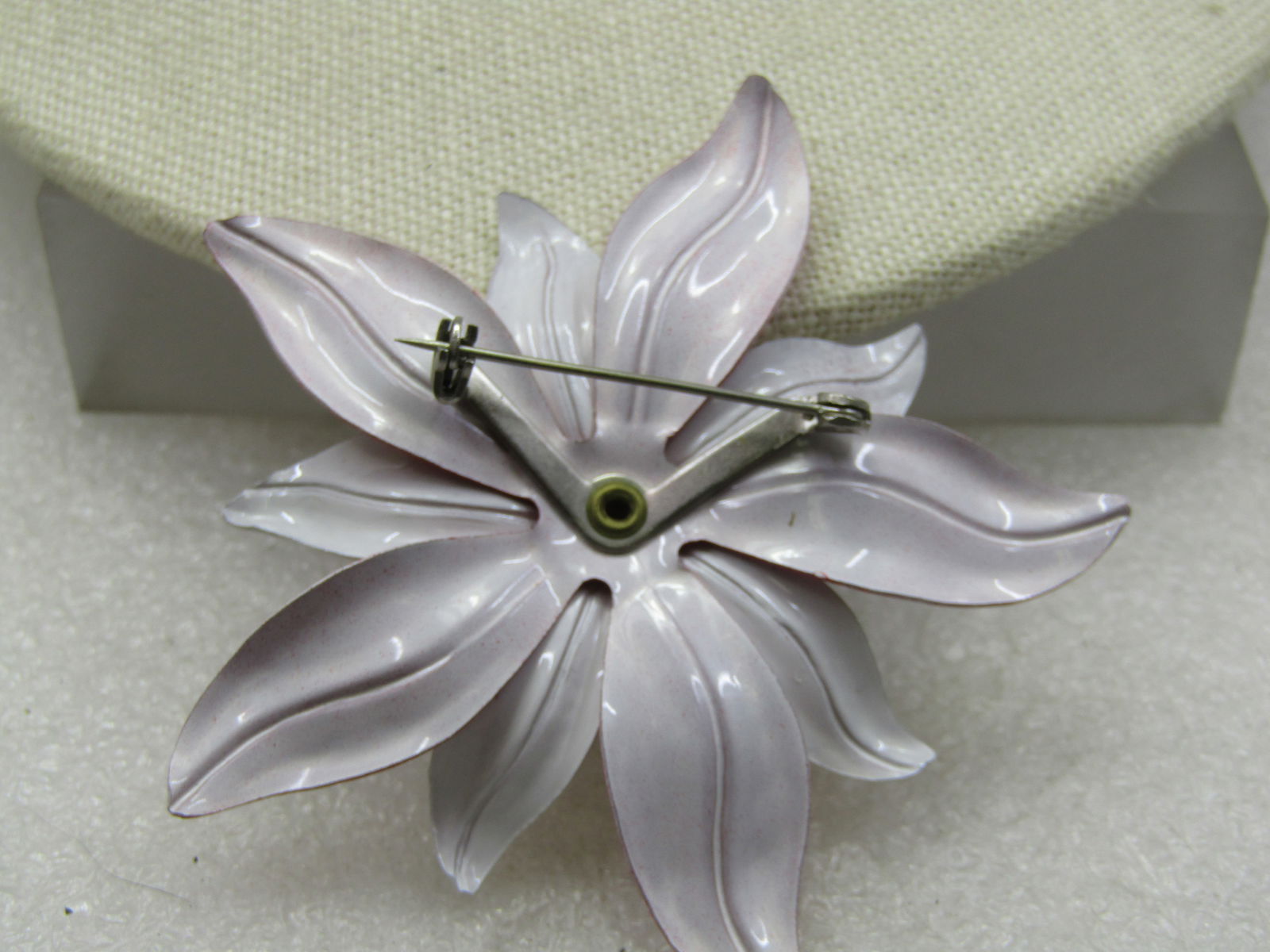 Vintage Enameled Blossom Brooch, Red, Black, White, 2.75", 1960's - 5