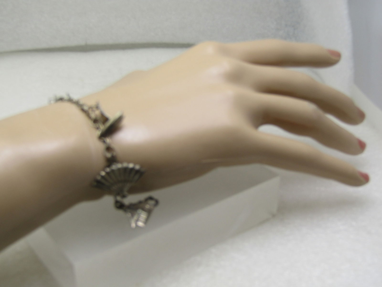 Vintage Sterling Japanese Charm Bracelet, 1950's, Original Box 6" - 6