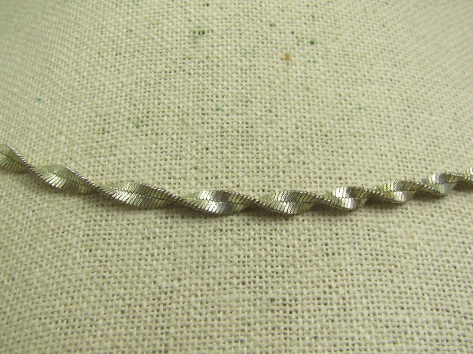 Vintage Sterling Twisted Herringbone Necklace, 24" Signed HAN - 2