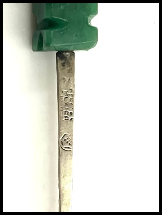 Vintage Mexico Sterling Silver Souvenir Spoon with Carved Natural Stone - 4