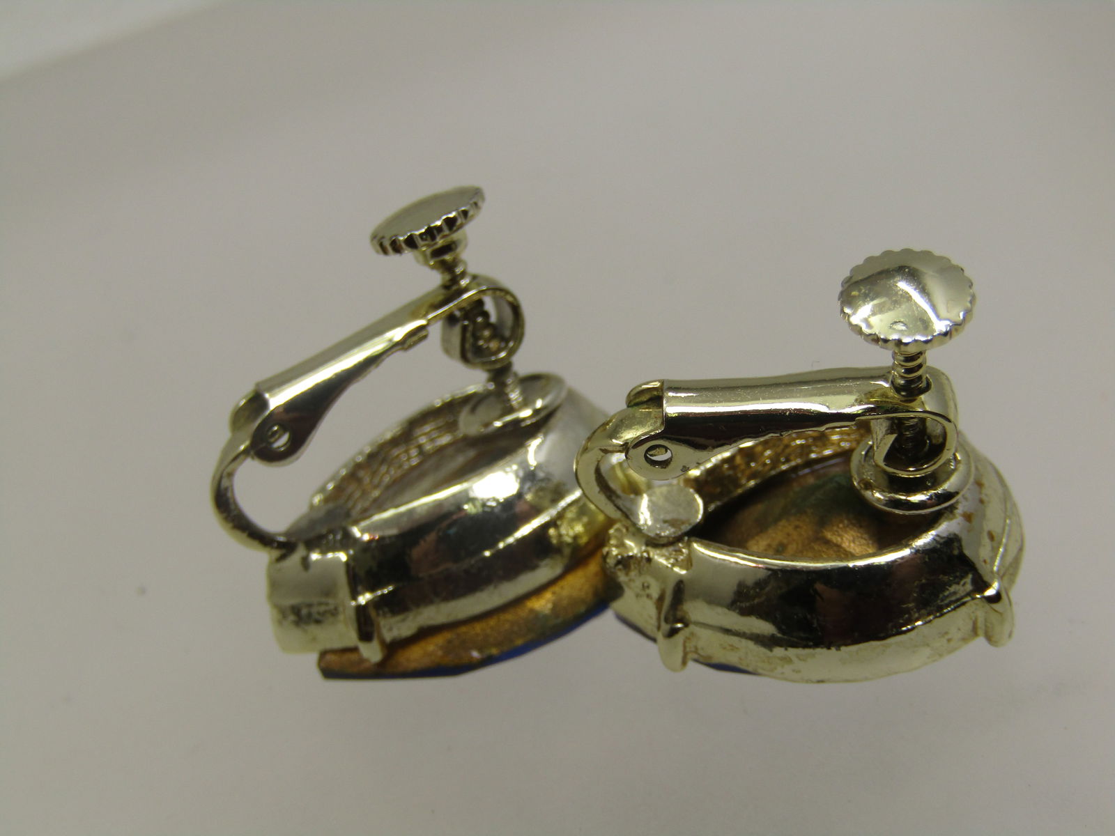 Vintage Blue Rhinestone Earrings, Hinged Clip. 1980's - 6