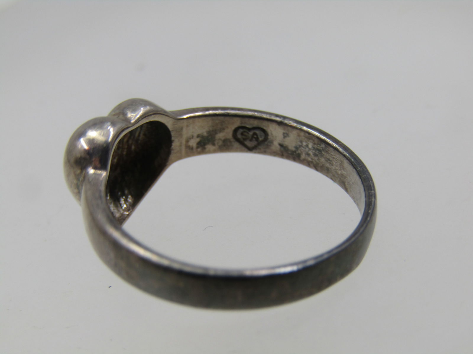 Vintage Sterling Heart Ring, Sz. 7.75, Signed - 5