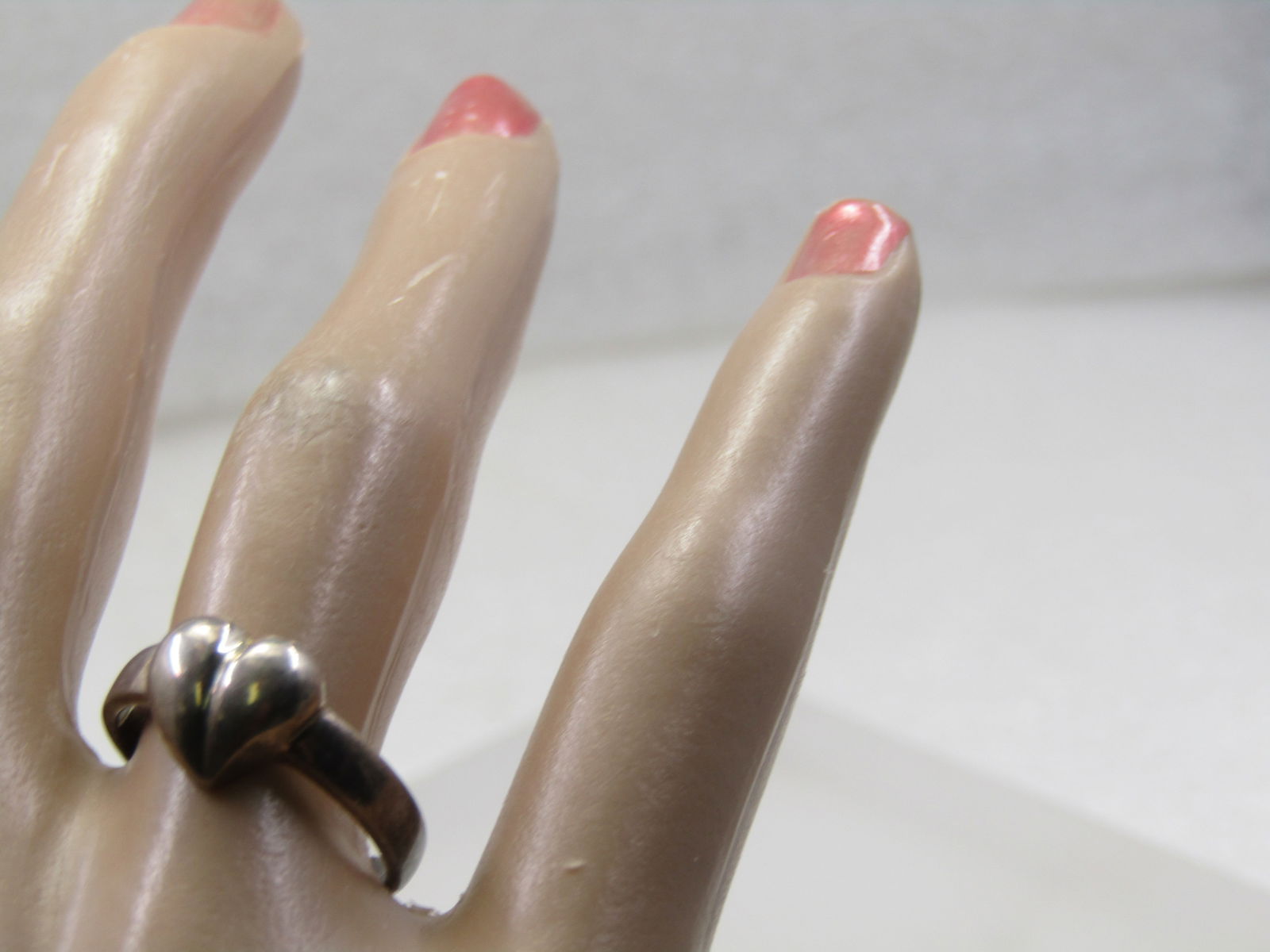 Vintage Sterling Heart Ring, Sz. 7.75, Signed - 7
