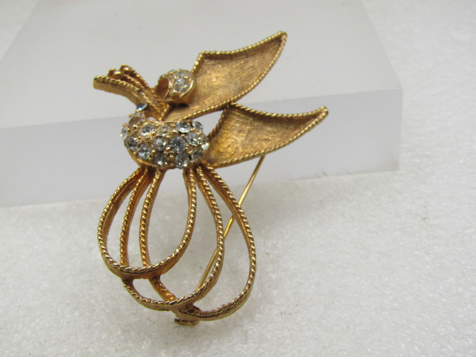 Vintage Rhinestone Mod Looped Brooch, Rhinestones, 1960's - 2