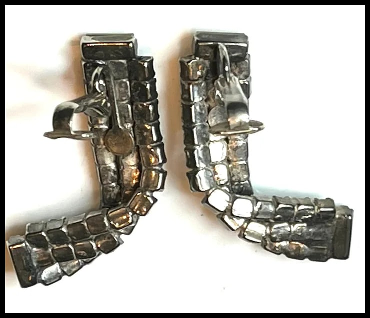 Vintage Art Deco Paste/Rhinestone Oversized Statement Earrings - 4