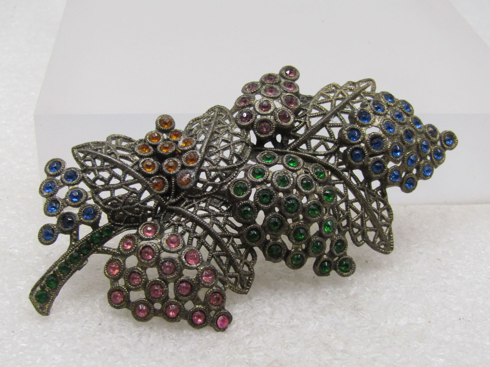 Vintage Rhinestone Stem Brooch, 3.5", 1920's-1930's. . - 2