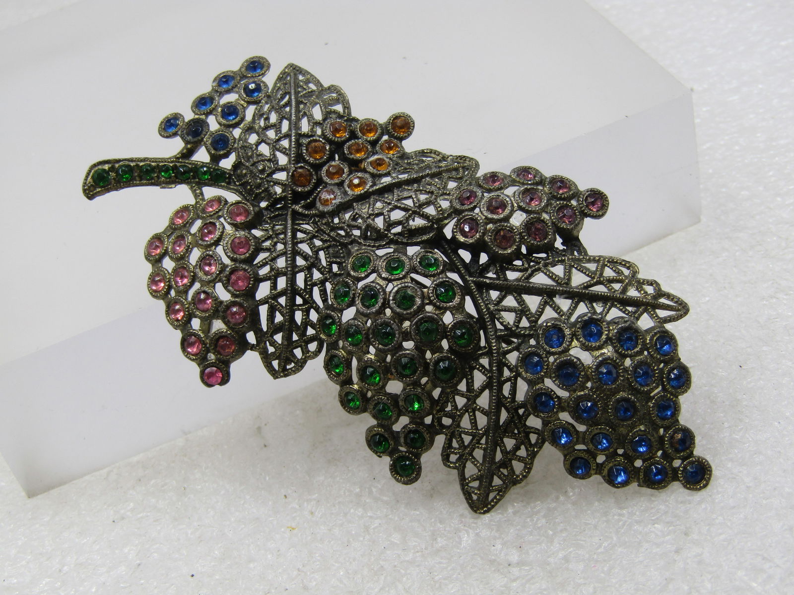 Vintage Rhinestone Stem Brooch, 3.5", 1920's-1930's. . - 4