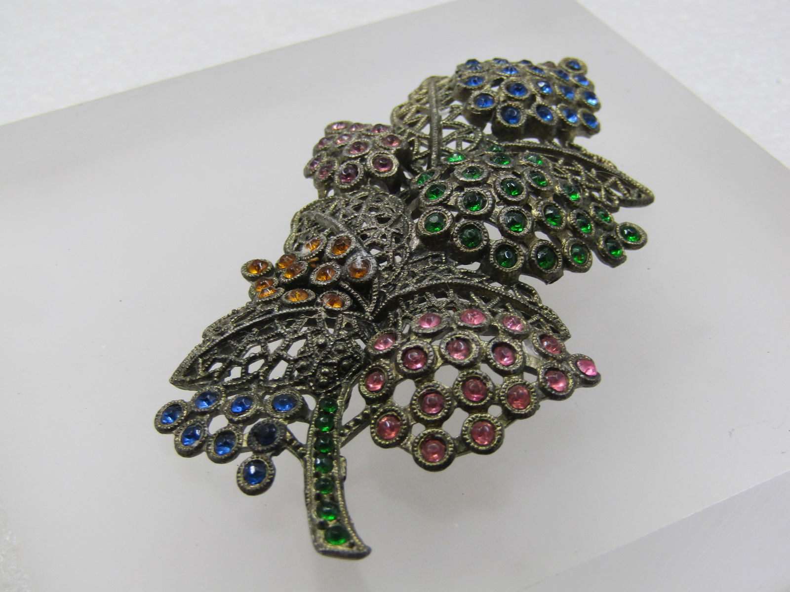 Vintage Rhinestone Stem Brooch, 3.5", 1920's-1930's. . - 5
