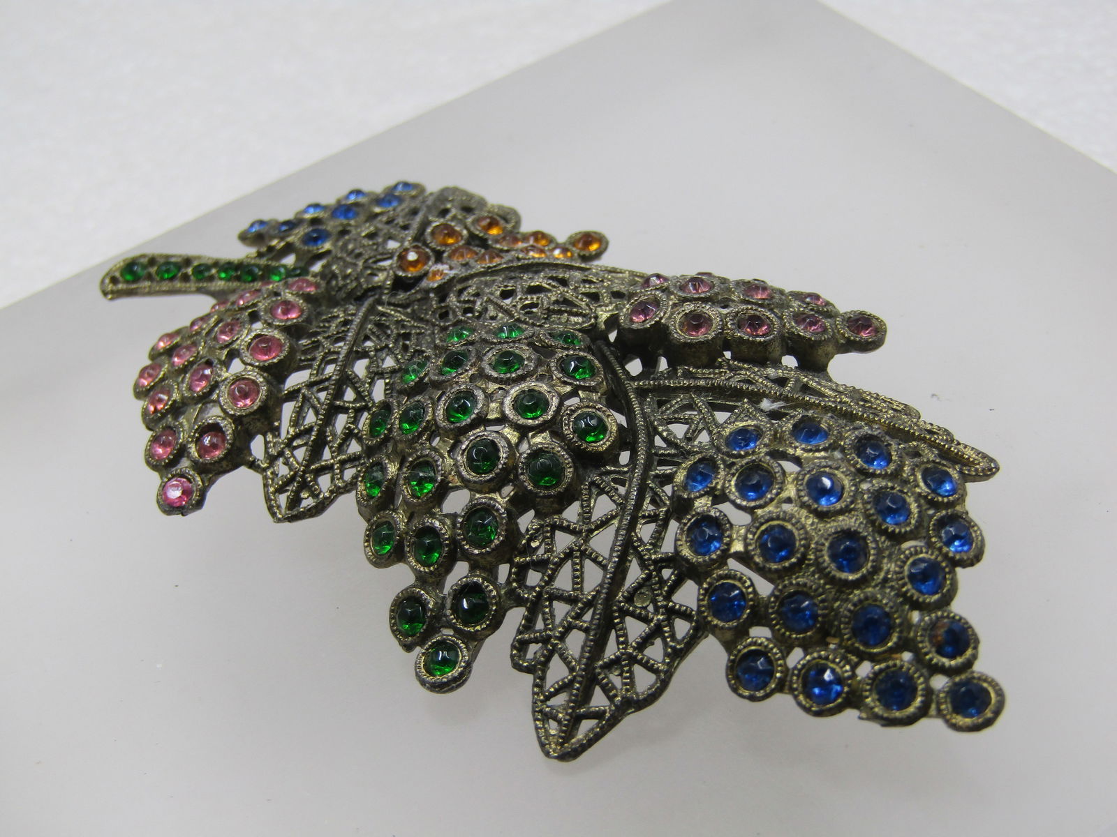 Vintage Rhinestone Stem Brooch, 3.5", 1920's-1930's. . - 6
