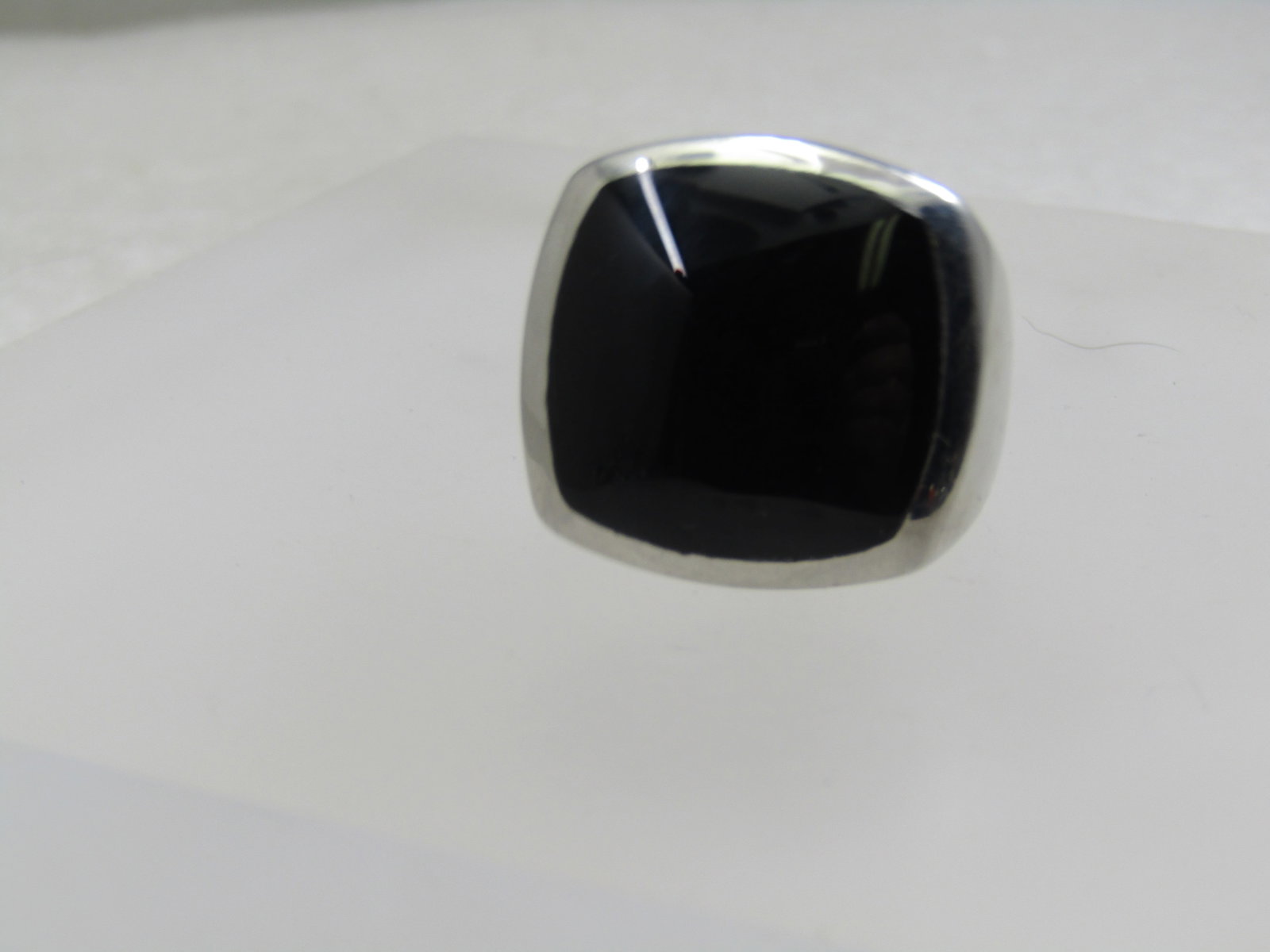 Stainless Steel Black Stone Ring, Sz. 8, Men's/Unisex, - 3