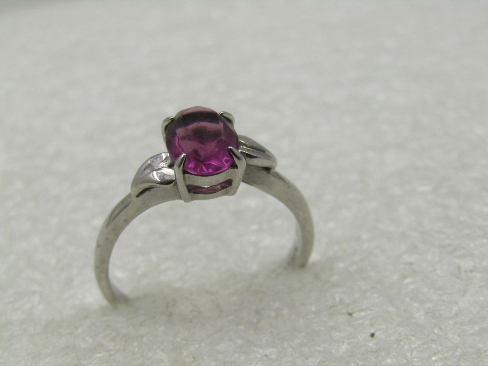 Vintage Silver Tone Purple Stone Ring, Sz. 7.5, Signed DAO - 6