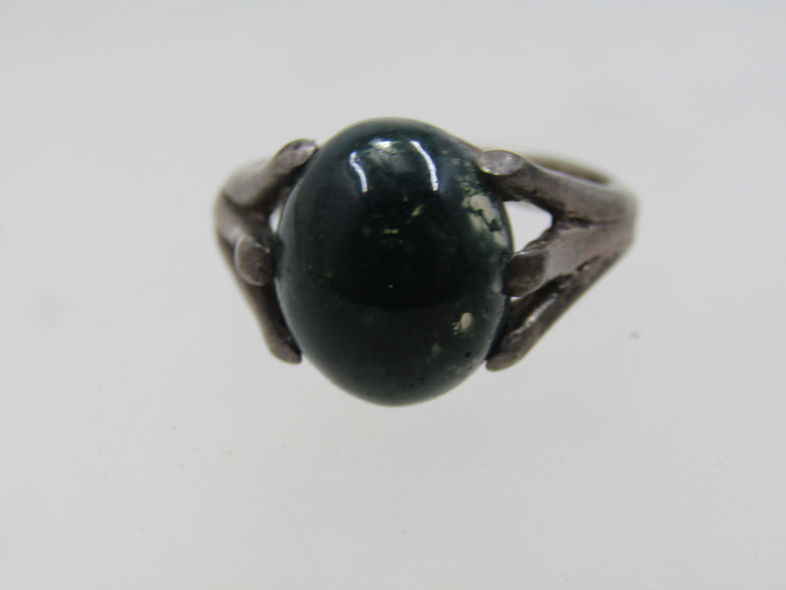Vintage Sterling Dark Green Stone Ring, Sz. 6 - 2