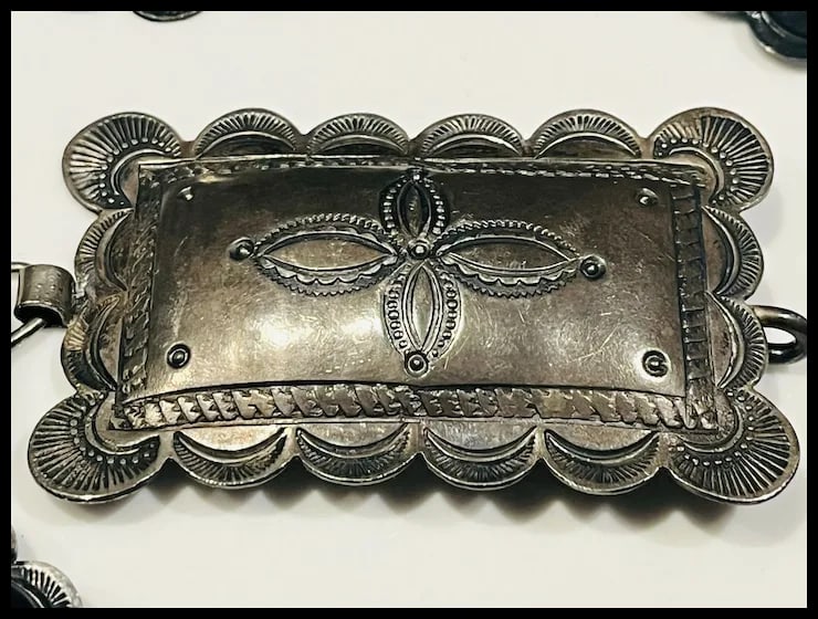 Fantastic Sterling Silver Vintage Navajo Hand Wrought Native American Concho Belt - 5