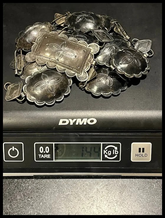 Fantastic Sterling Silver Vintage Navajo Hand Wrought Native American Concho Belt - 7