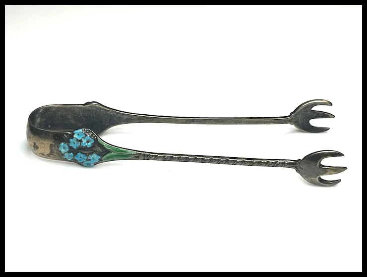 Vintage Sterling Silver and Enamel Forget Me Not Spoon - 3