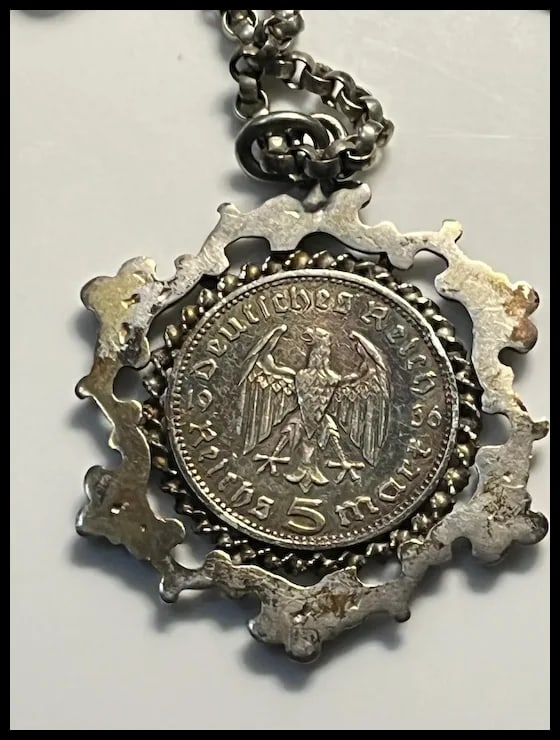 Custom Antique German Ritual Relic Sterling Silver Coin Medalian Necklace/Belt - 7