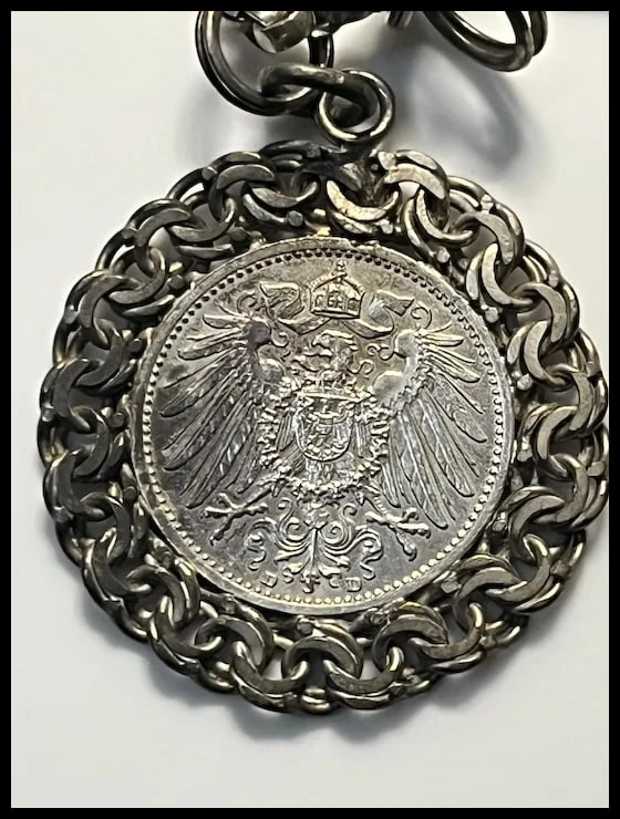 Custom Antique German Ritual Relic Sterling Silver Coin Medalian Necklace/Belt - 9
