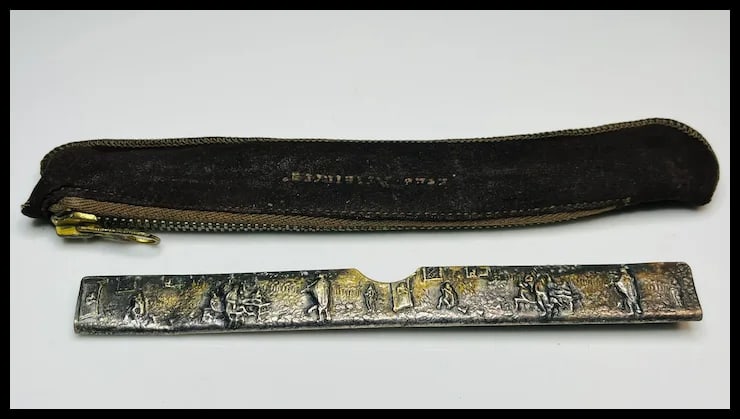 Vintage Silver Plate Scenic Comb Holder with Cover -No Comb - 2