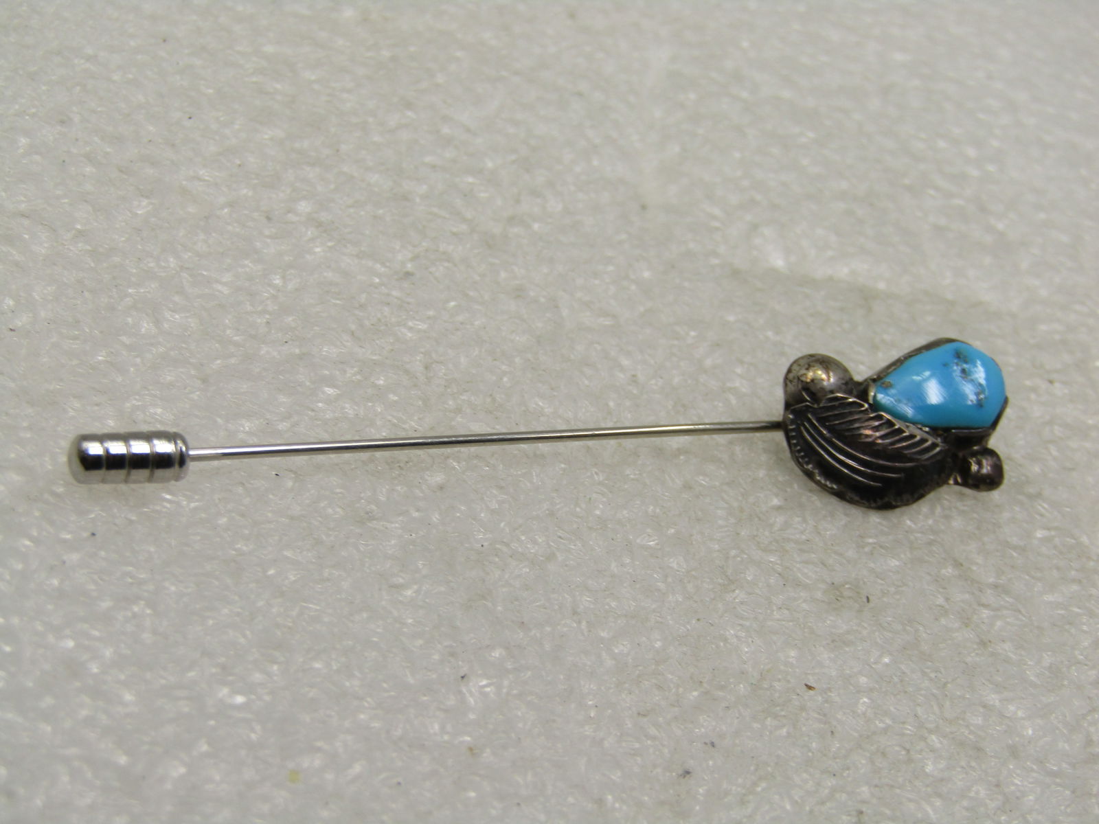 Vintage Sterling Southwestern Turquoise Stick Pin, 2.75", Safety Cap - 6
