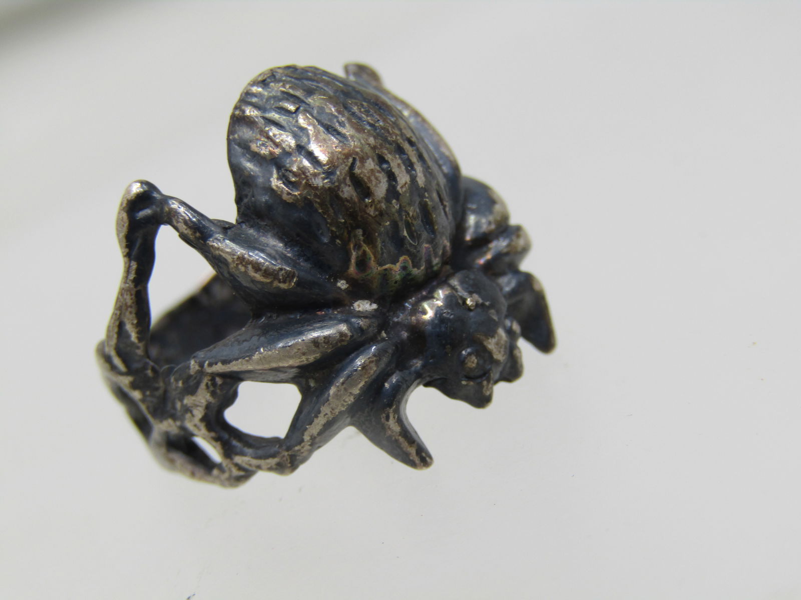 Vintage Sterling Wide Spider Ring, Sz. 6, Age 1960's-1970's - 4