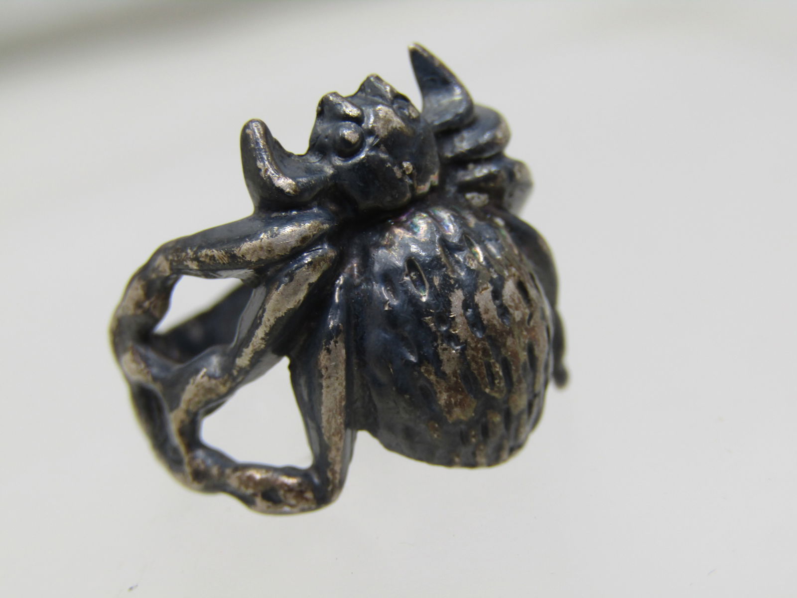 Vintage Sterling Wide Spider Ring, Sz. 6, Age 1960's-1970's - 5