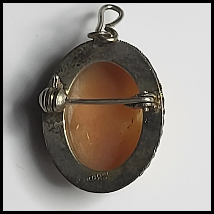 Vintage Sterling Silver Hand-Carved Shell Filigree Cameo Pin/Brooch - 3