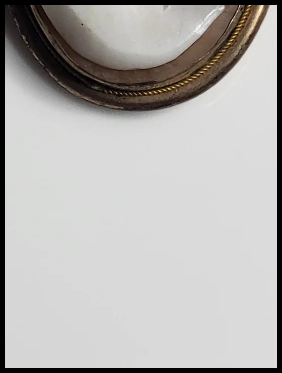 Vintage Silver Hand-Carved Shell Filigree Retractable Cameo Pin/Brooch - 4