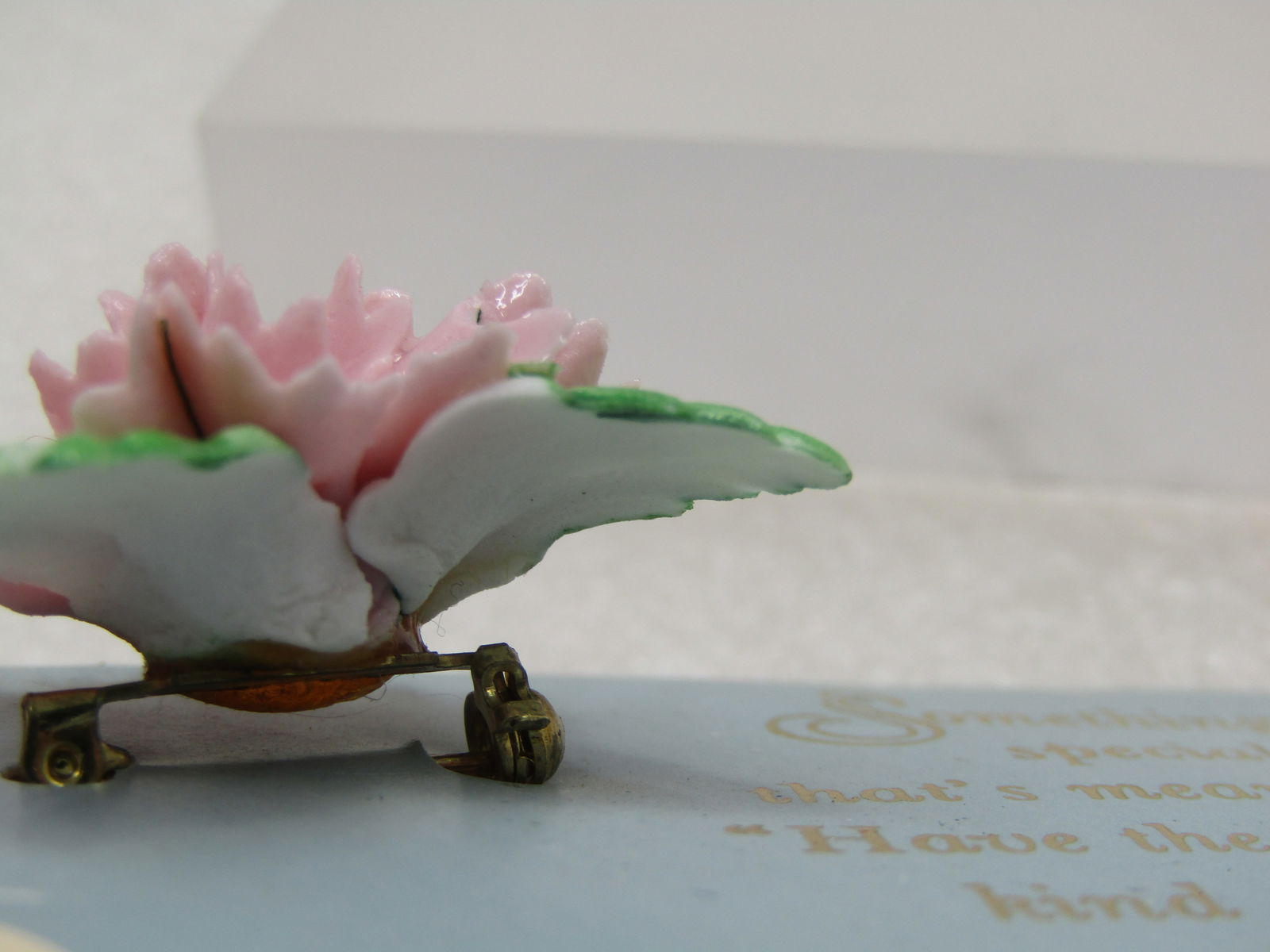 Vintage Pink Carnation Brooch, On Card, 1980's - 6
