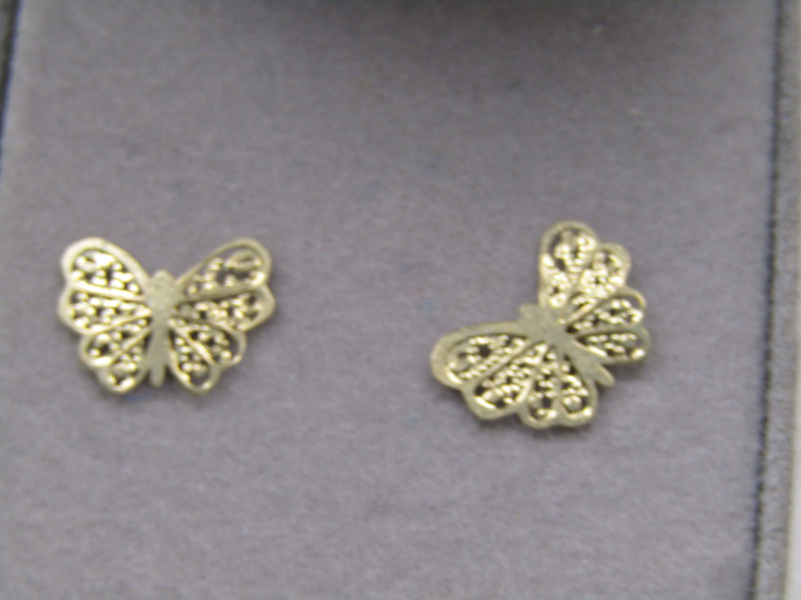 Vintage 14kt Butterfly Earrings, Pierced, Original Box, 1980's - 2