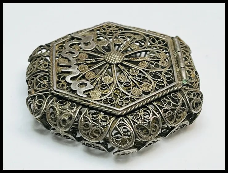 Vintage Silver 800 Roma Italian Filigree Trinket/ Pill Box - 5