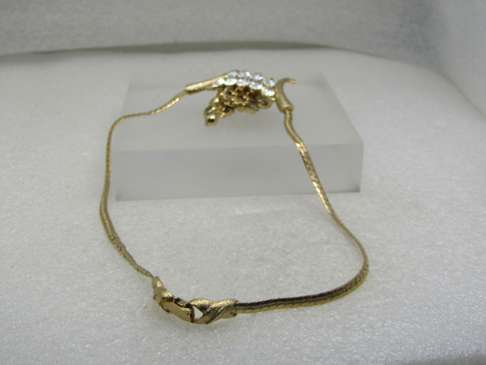 Vintage Clear Cascading Rhinestone Necklace Earrings Sett, 15" - 6