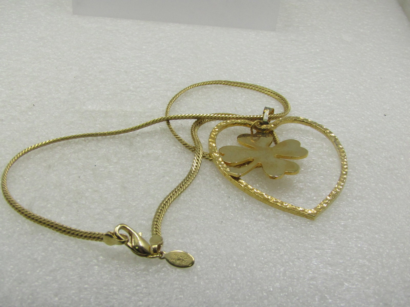 Vintage Four Leaf Clover Heart Neckace, 18", 1970's-1980's - 6