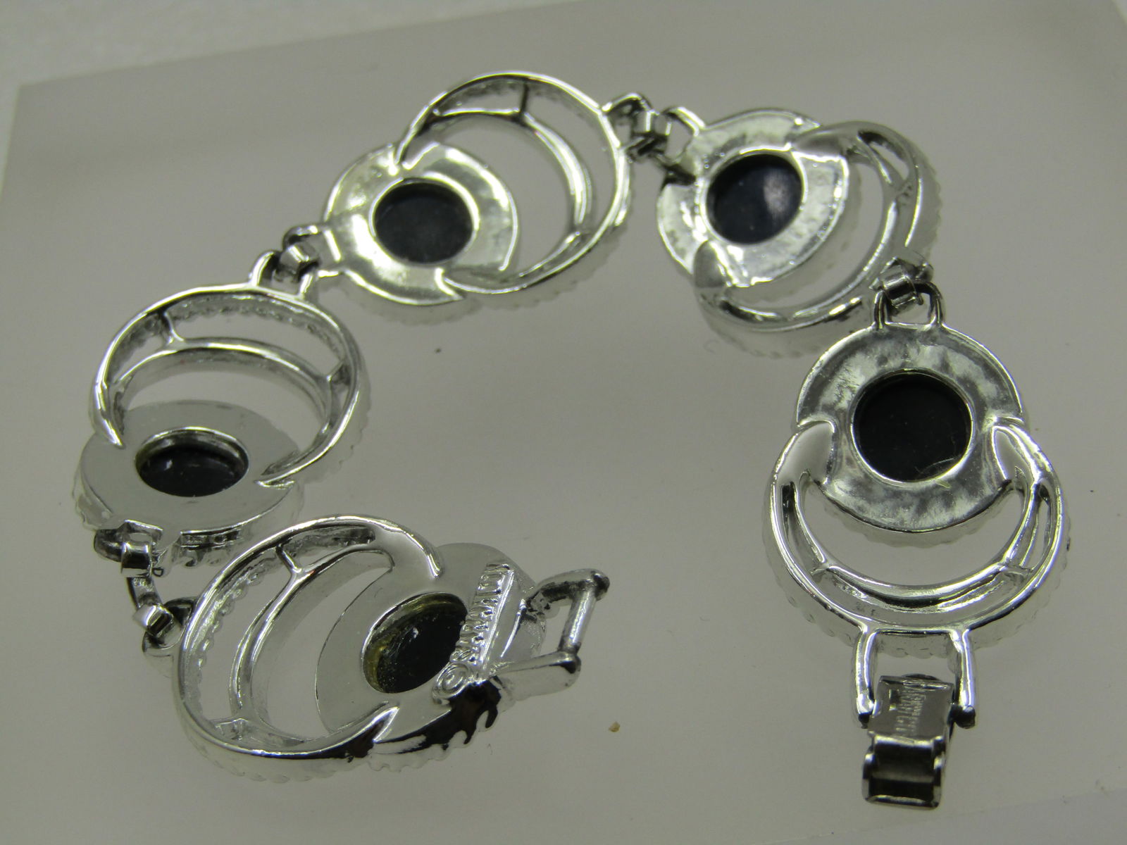 Vintage Black & Silver Tone Circle Bracelet, Sarah Coventry, 7.25", 1960's-1970's - 4