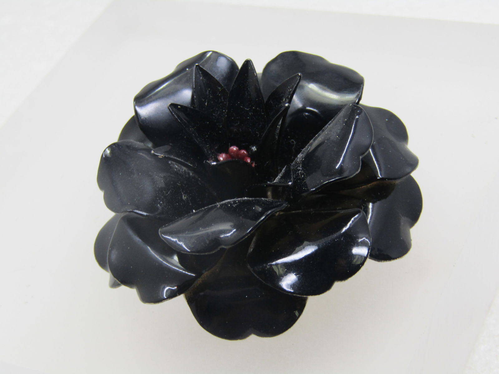Vintage Black Tiered Blossom Brooch, 2.25", 1960's - 3