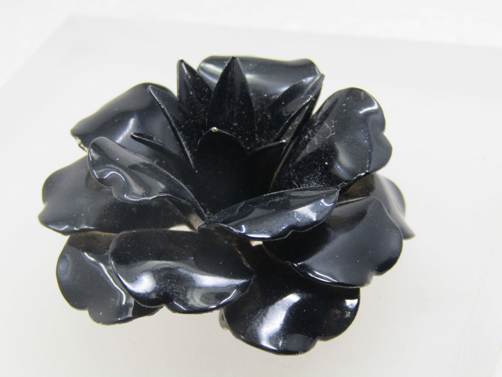 Vintage Black Tiered Blossom Brooch, 2.25", 1960's - 4