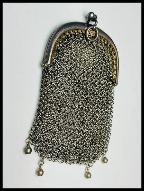 Vintage Sterling Silver Chainmail Two Compartment Coin Purse/ Pendant - 3