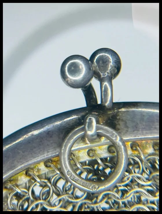 Vintage Sterling Silver Chainmail Two Compartment Coin Purse/ Pendant - 9