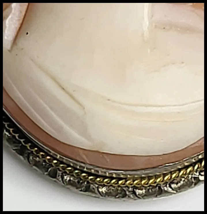 Vintage Silver Hand-Carved Shell Cameo Pendant/Brooch - 3