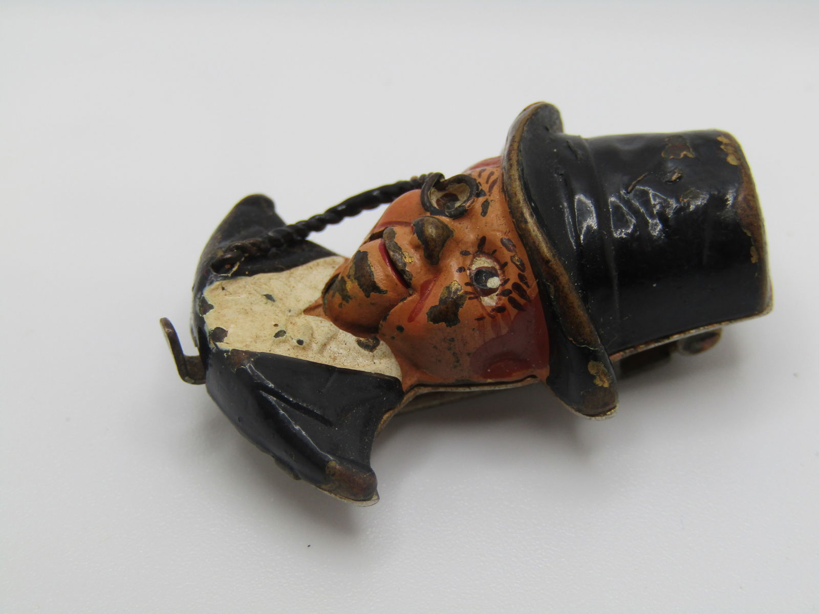 Antique Charlie McCarthy Fur Clip, Edgar Bergen, Enameled 1920's - 3