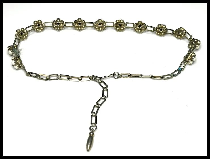 Vintage Milk White Early Plastic Flowers and Rhinestone Necklace - 4