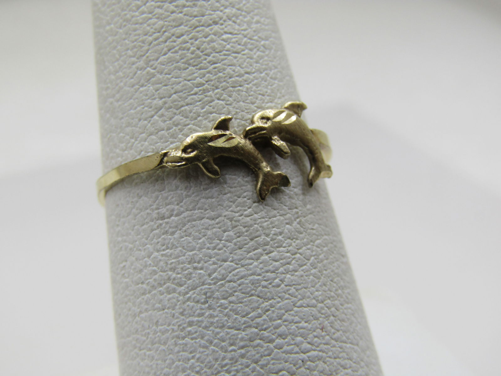Vintage 10kt Double Dolphin Ring, Sz. 7, Diamond Cut, 1970's-1980's - 2