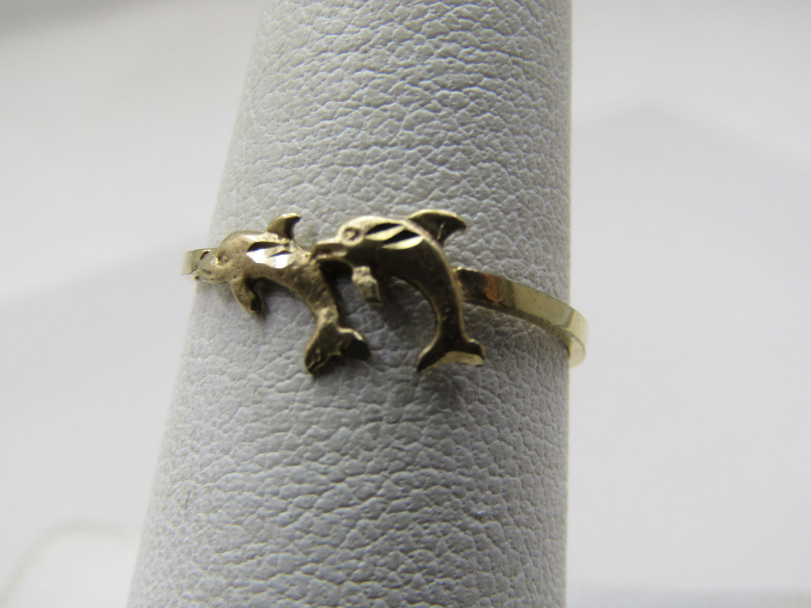 Vintage 10kt Double Dolphin Ring, Sz. 7, Diamond Cut, 1970's-1980's - 3