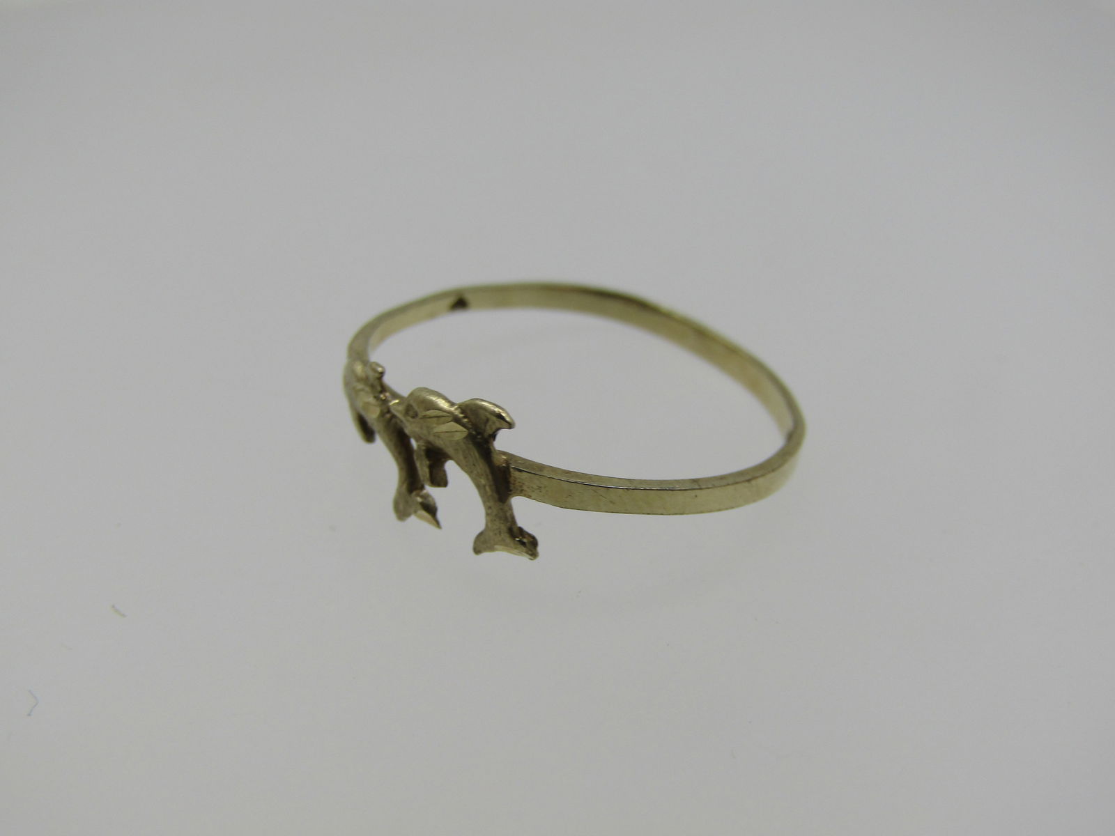 Vintage 10kt Double Dolphin Ring, Sz. 7, Diamond Cut, 1970's-1980's - 4