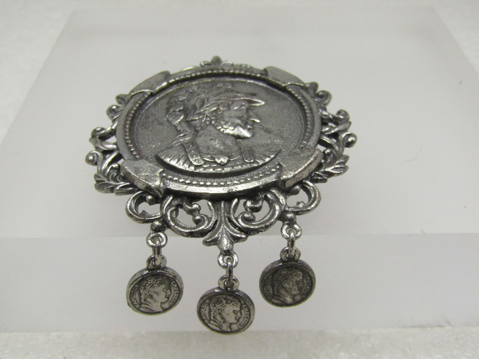 Vintage Roman Gladiator Coin Brooch/Pendant with Dangles, 1970's (1 of 6)
